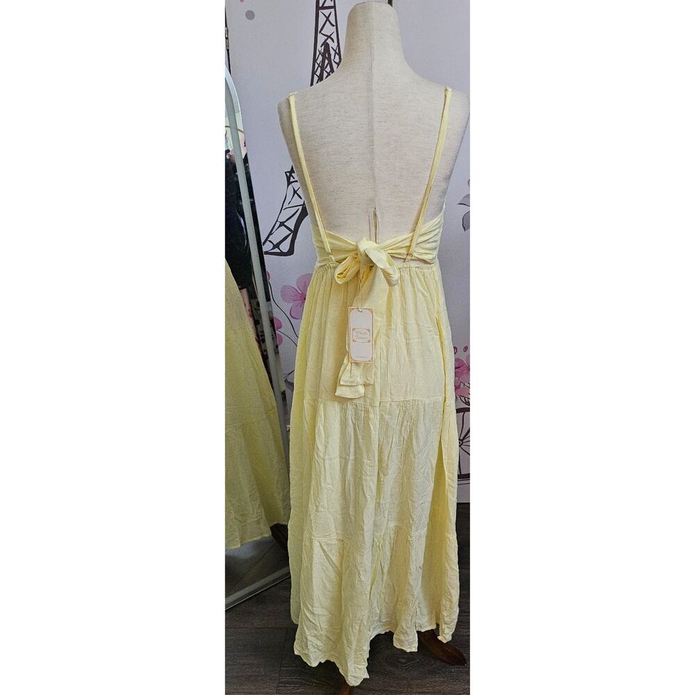 #145 MSRP $45 ALENDA DANMOS TIERED COTTON BACKLESS MAXI DRESS ♡SIZE M♡ - Picture 5 of 8